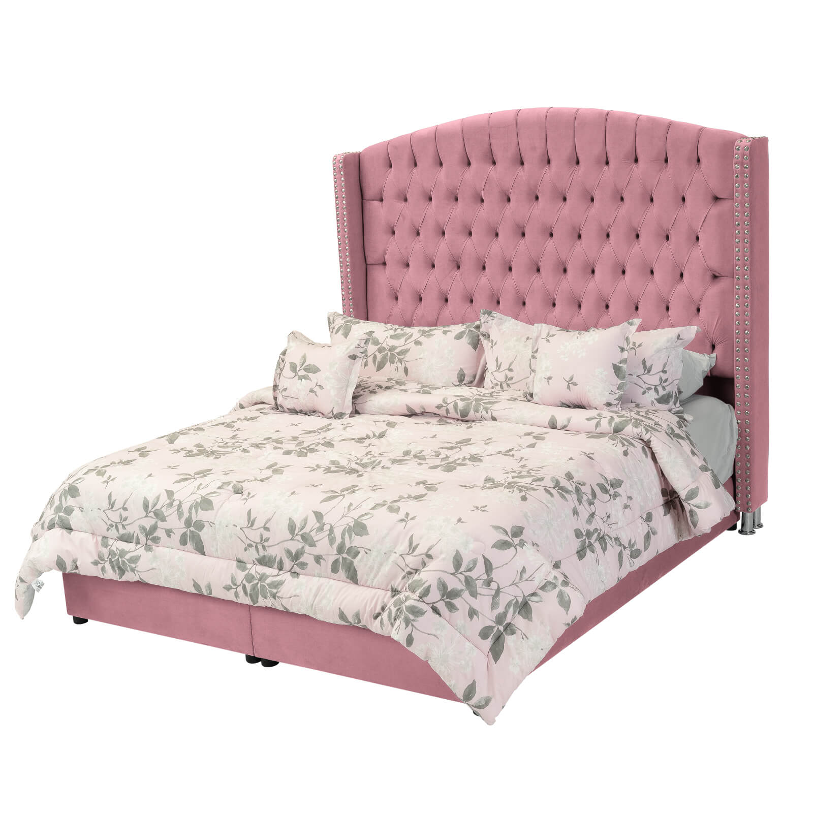 In House | Alkmar Bed Frame Velvet Light Pink 200x180