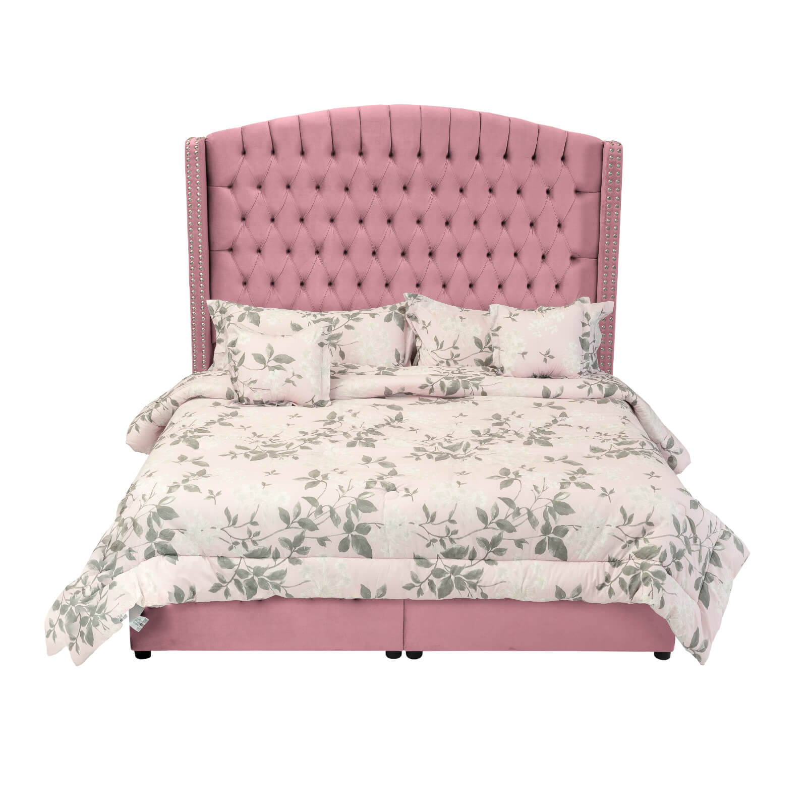 In House | Alkmar Bed Frame Velvet Light Pink 200x180