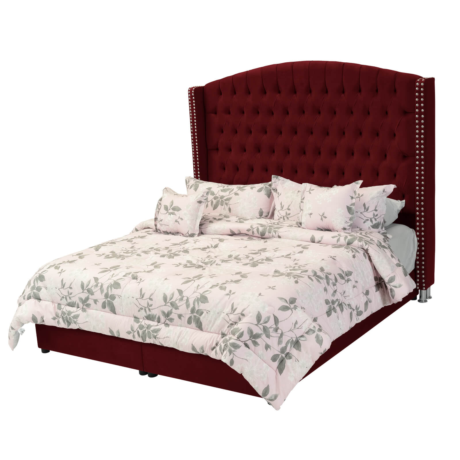 In House | Alkmar Bed Frame Velvet Burgundy 200x140