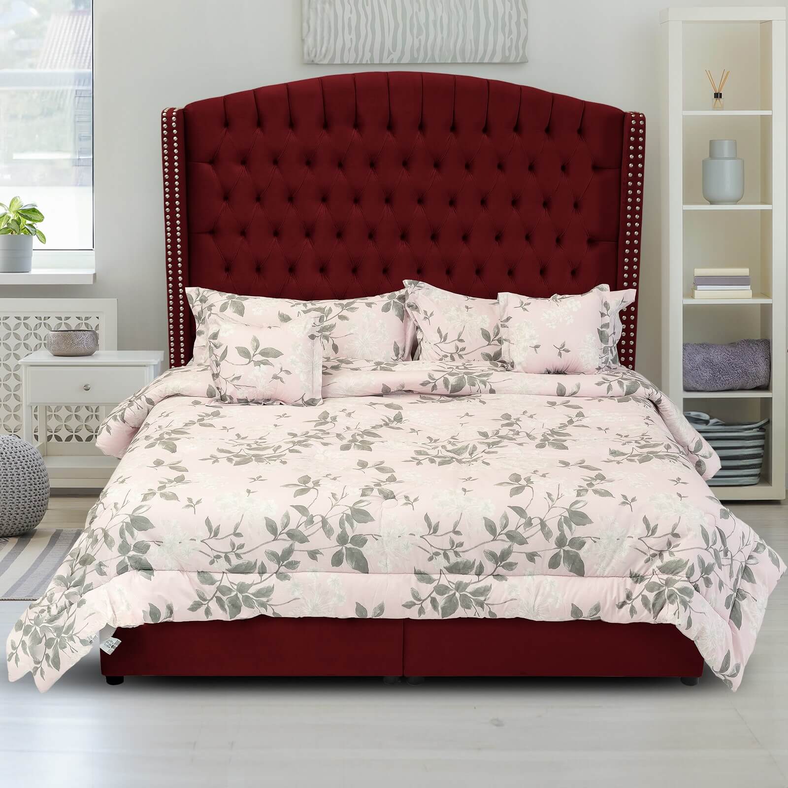 In House | Alkmar Bed Frame Velvet Burgundy 200x140