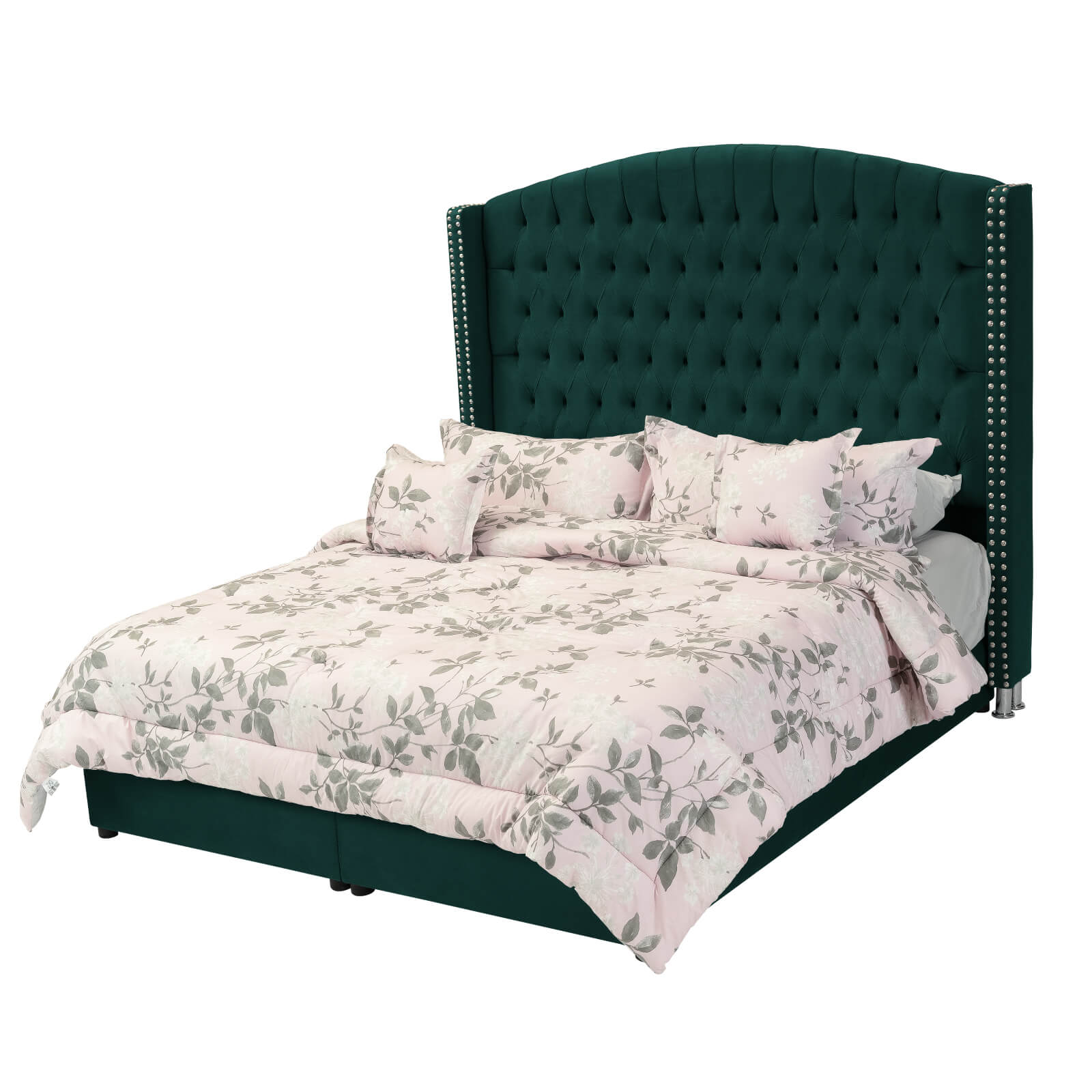 In House | Alkmar Bed Frame Velvet Dark Green 200x140