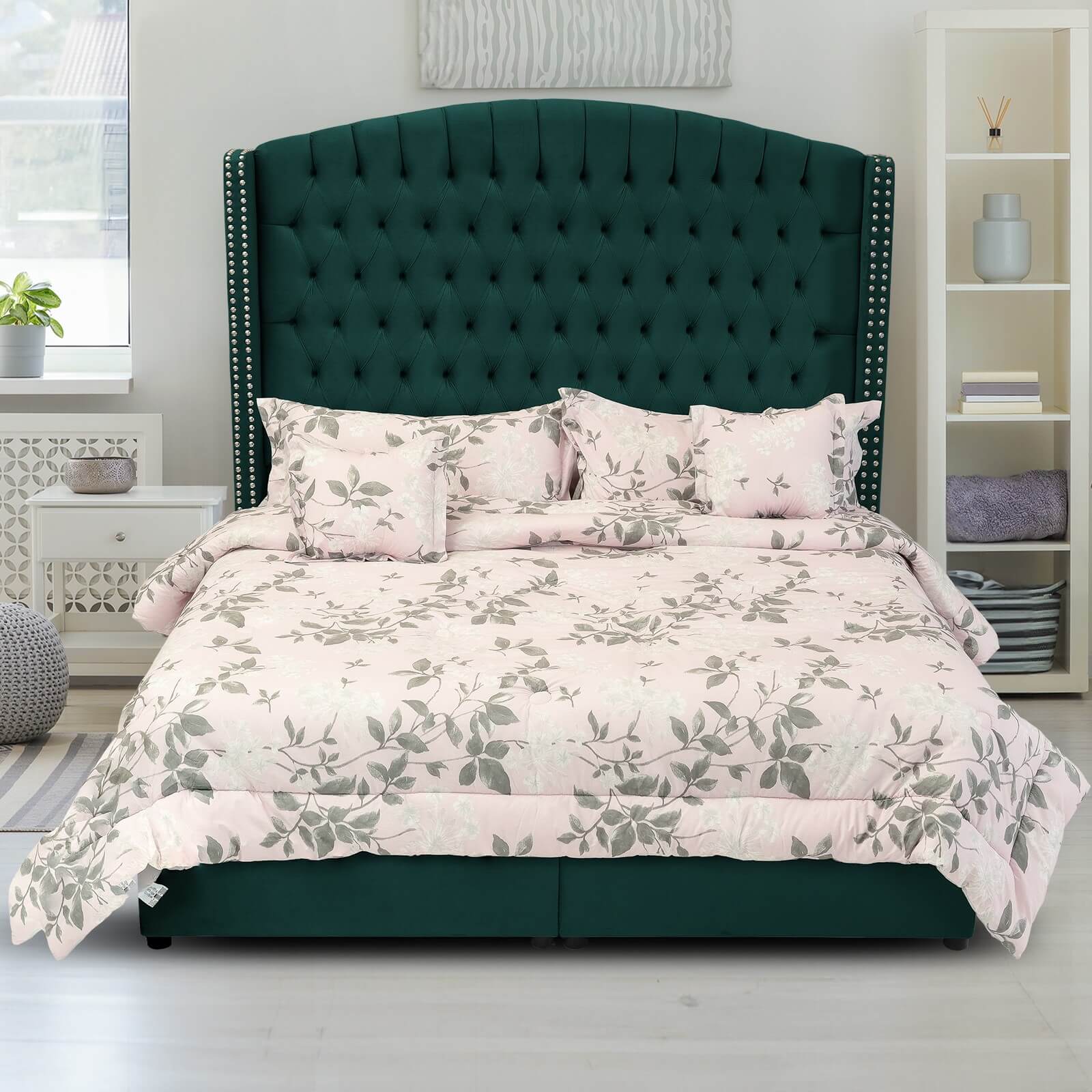 In House | Alkmar Bed Frame Velvet Dark Green 200x150