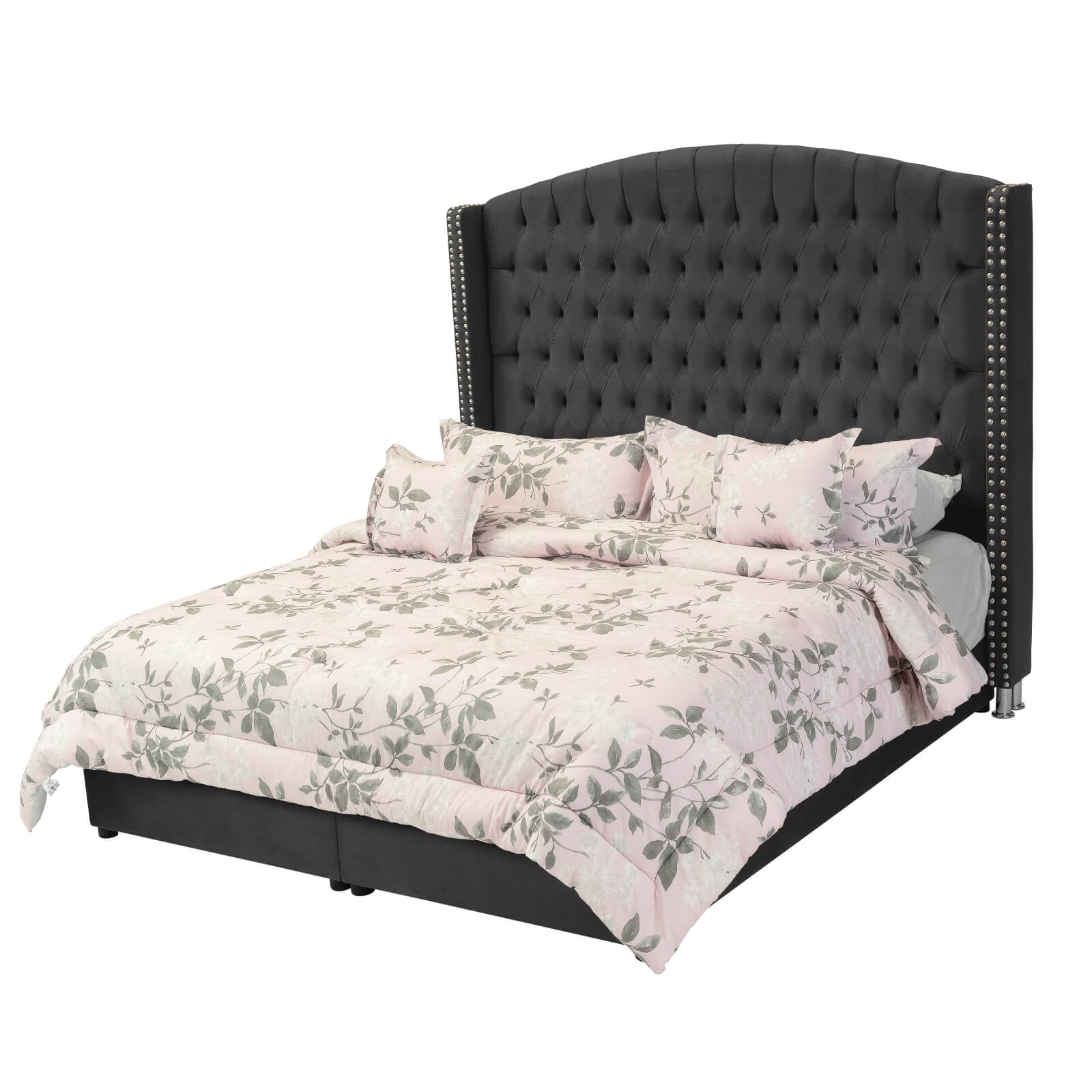 In House | Alkmar Bed Frame Velvet Dark Grey 200x180