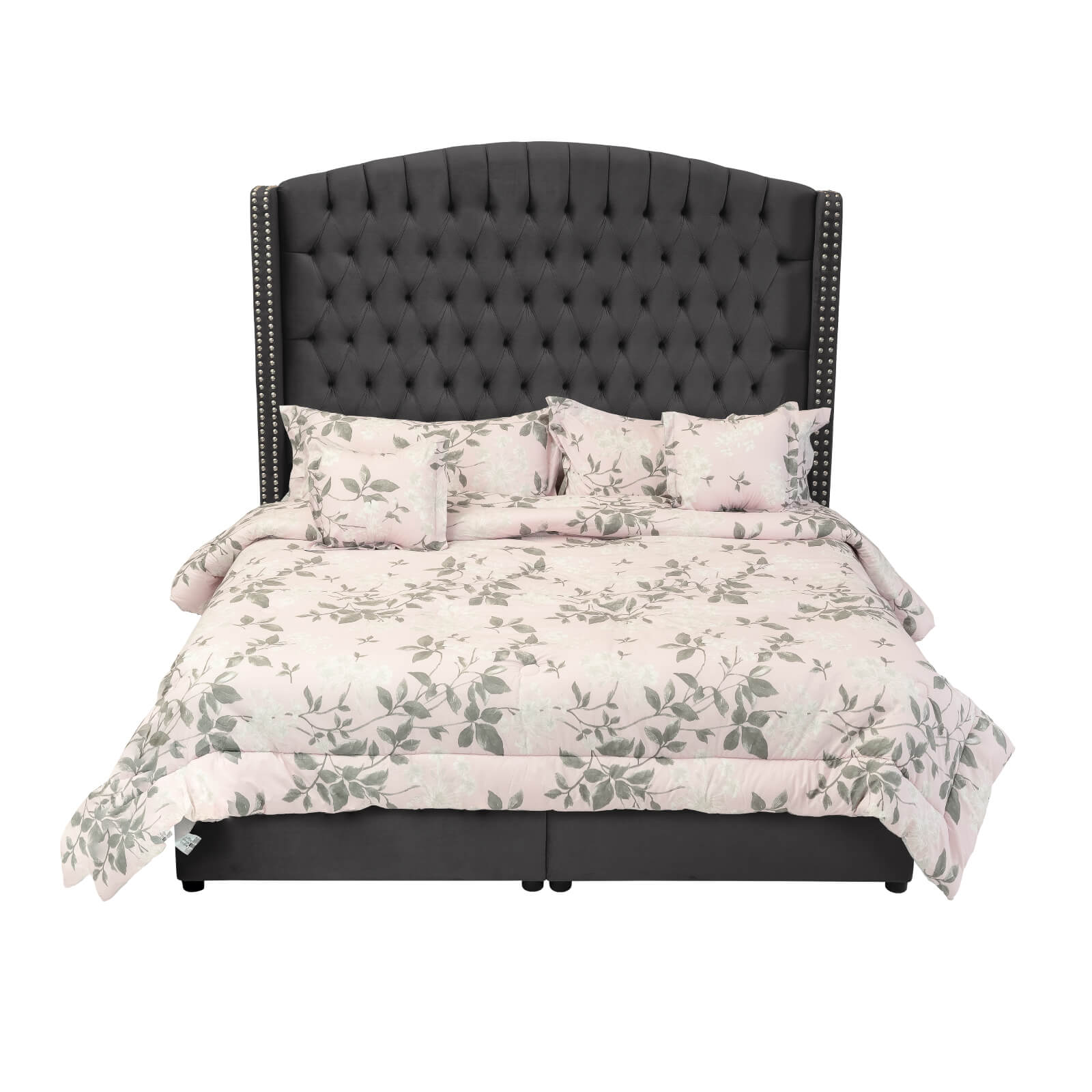 In House | Alkmar Bed Frame Velvet Dark Grey 200x180