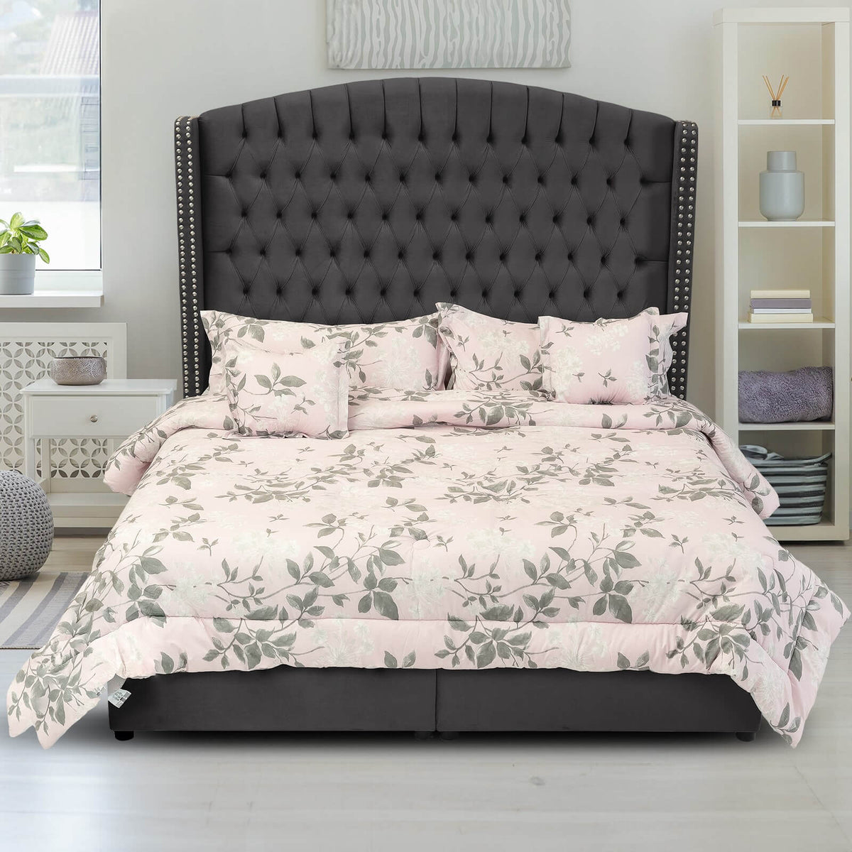 In House | Alkmar Bed Frame Velvet Dark Grey 200x150