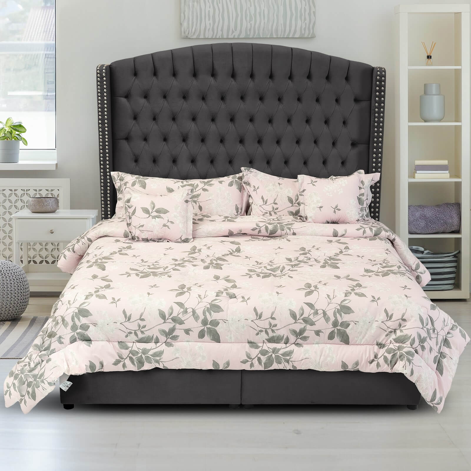 In House | Alkmar Bed Frame Velvet Dark Grey 200x160