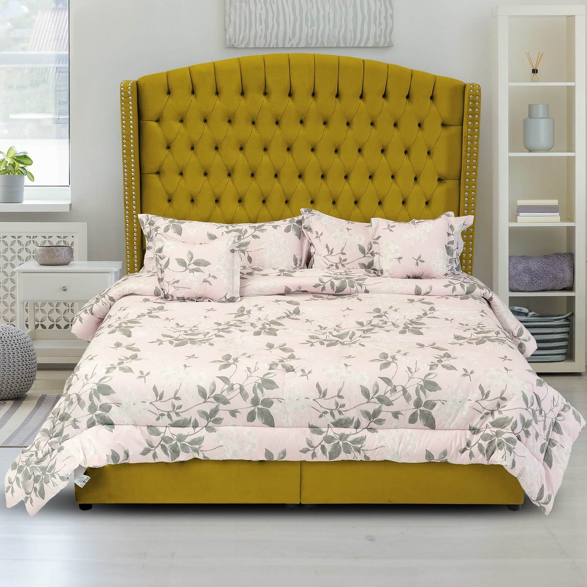 In House | Lujin Bed Frame Linen Gold 200x120