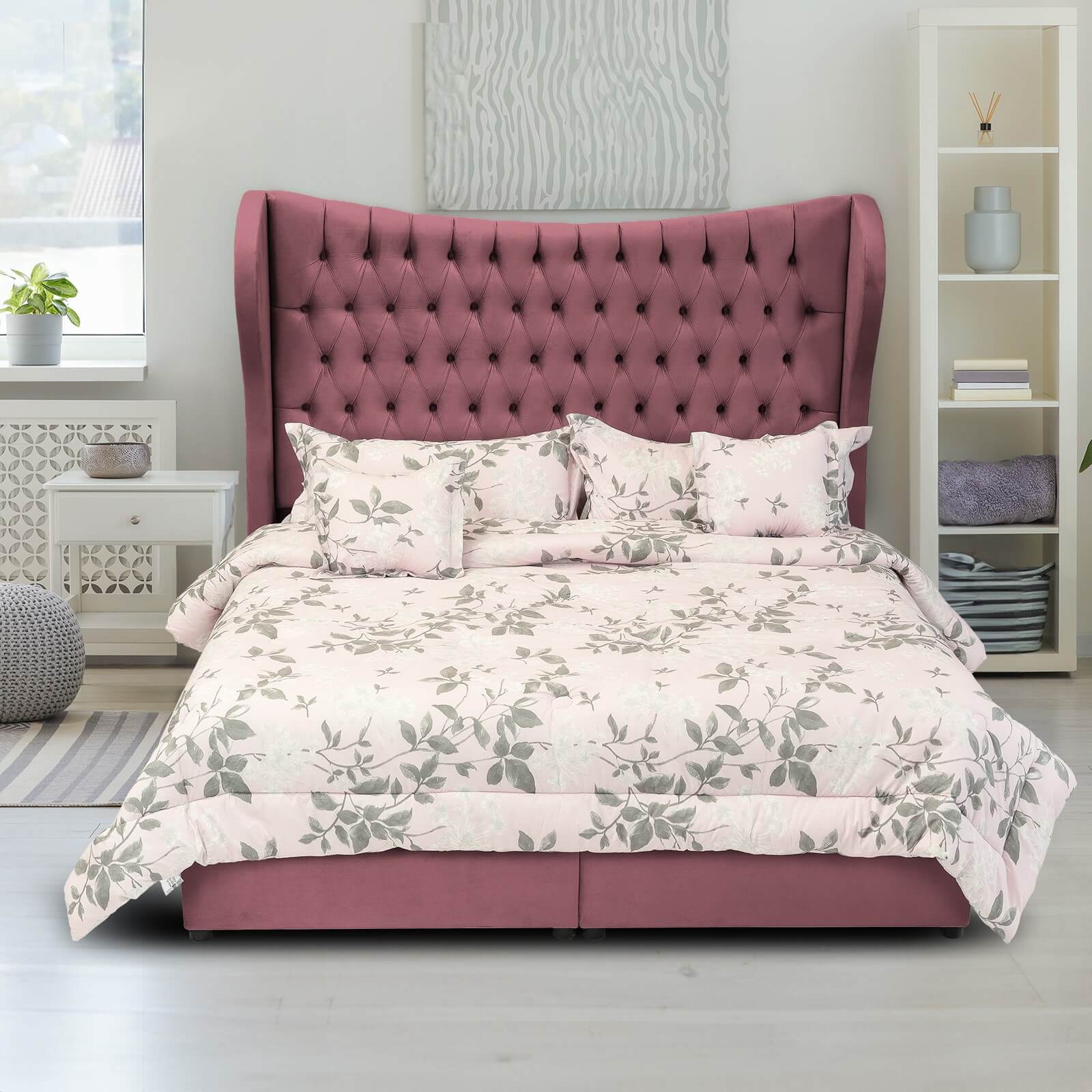 In House | Serin Bed Frame Velvet Dark Pink 200x120
