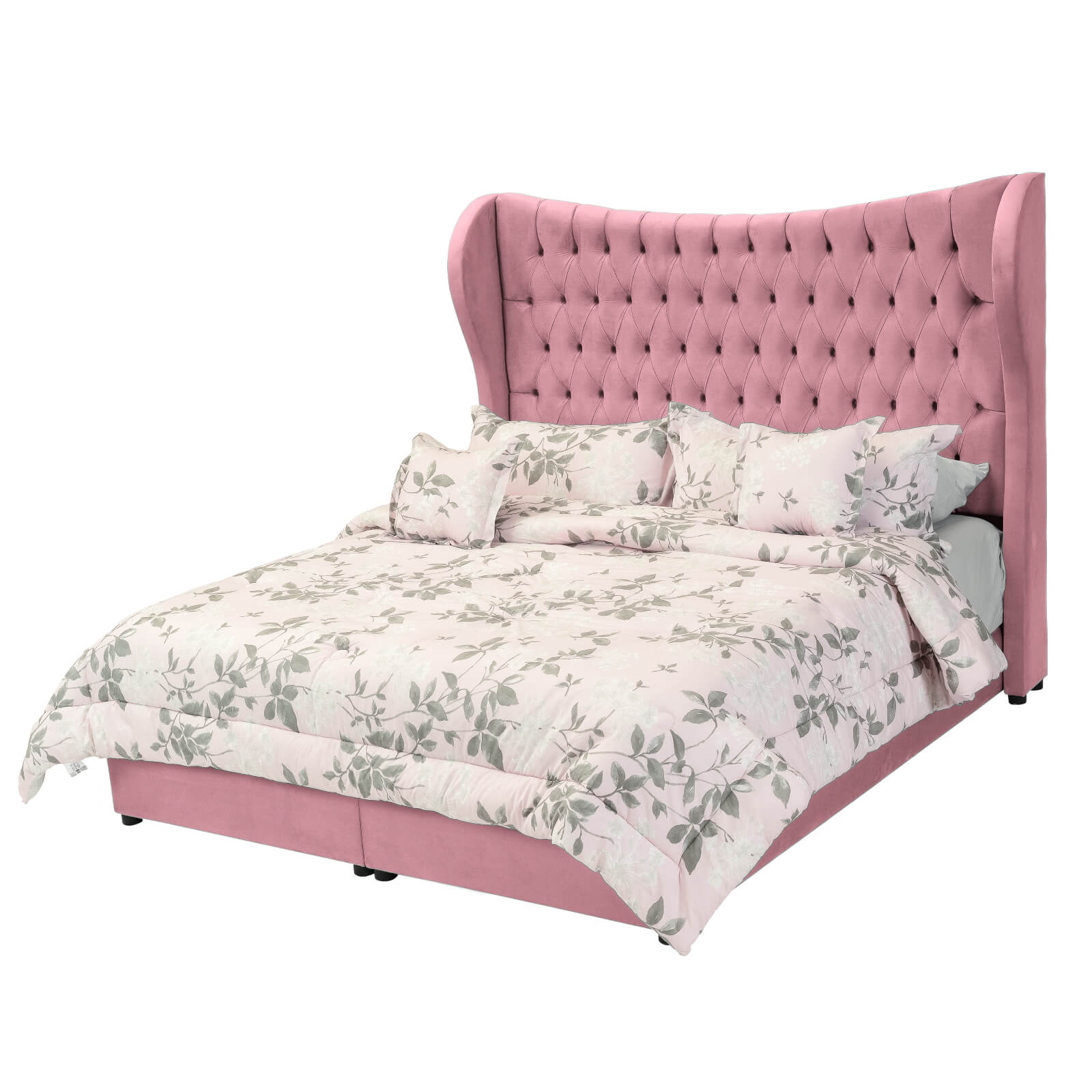 In House | Serin Bed Frame Velvet Light Pink 200x90