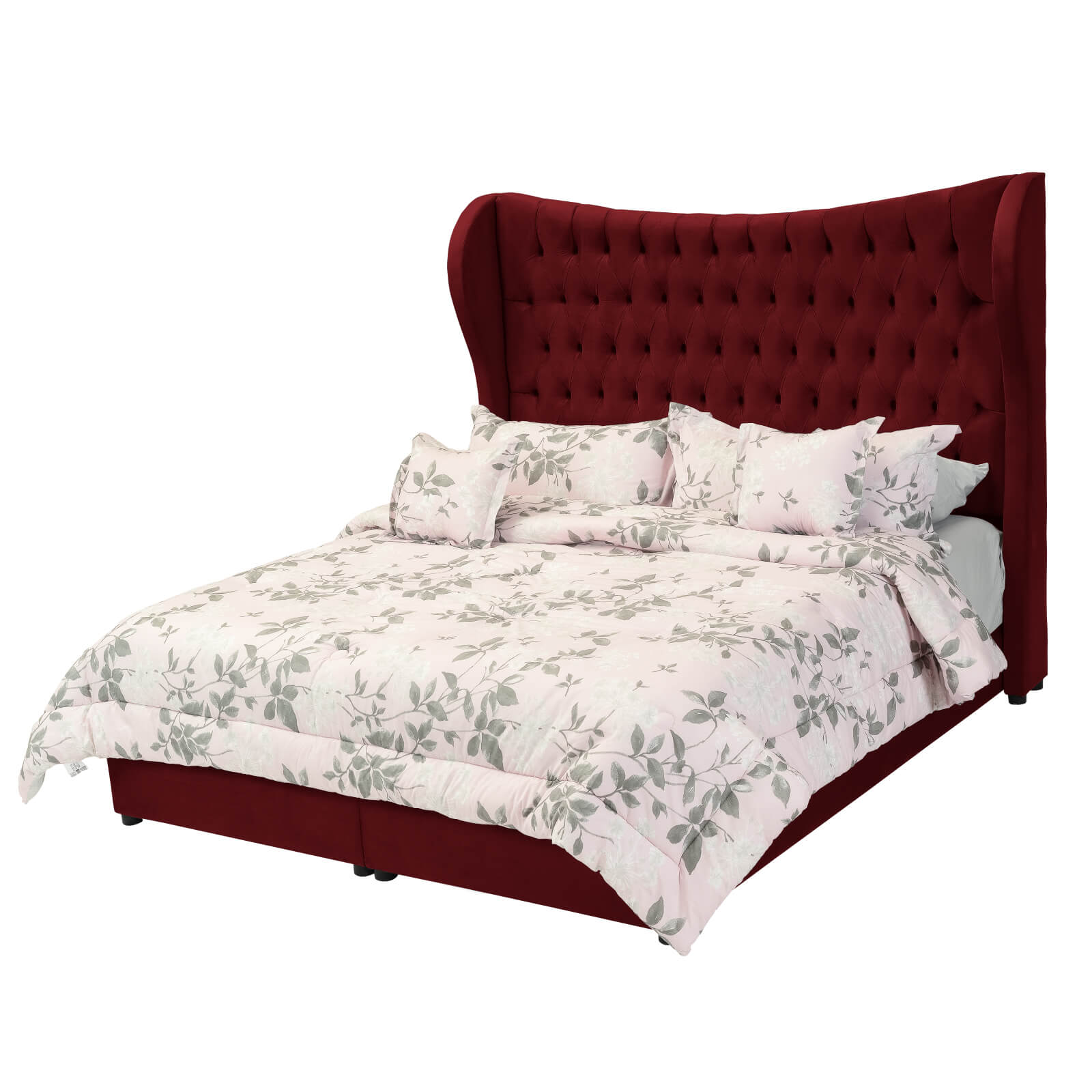 In House | Serin Bed Frame Velvet Burgundy 200x140