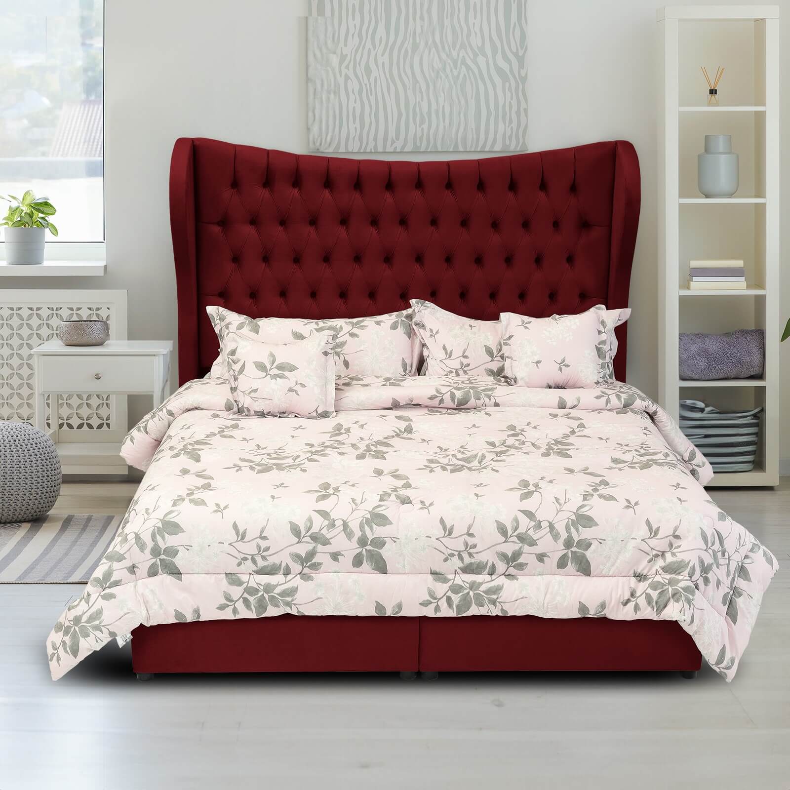 In House | Serin Bed Frame Velvet Burgundy 200x140