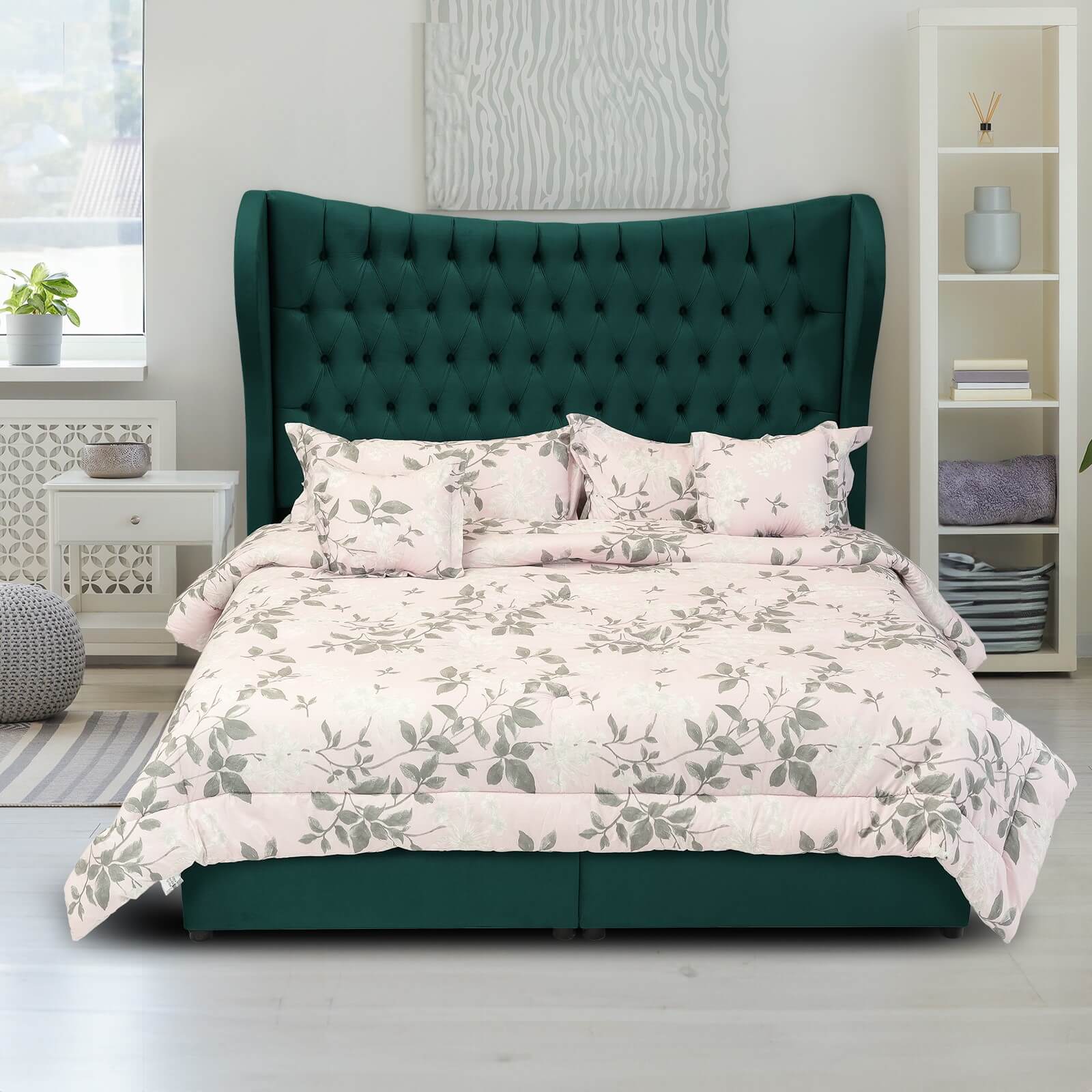 In House | Serin Bed Frame Velvet Dark Green 200x120