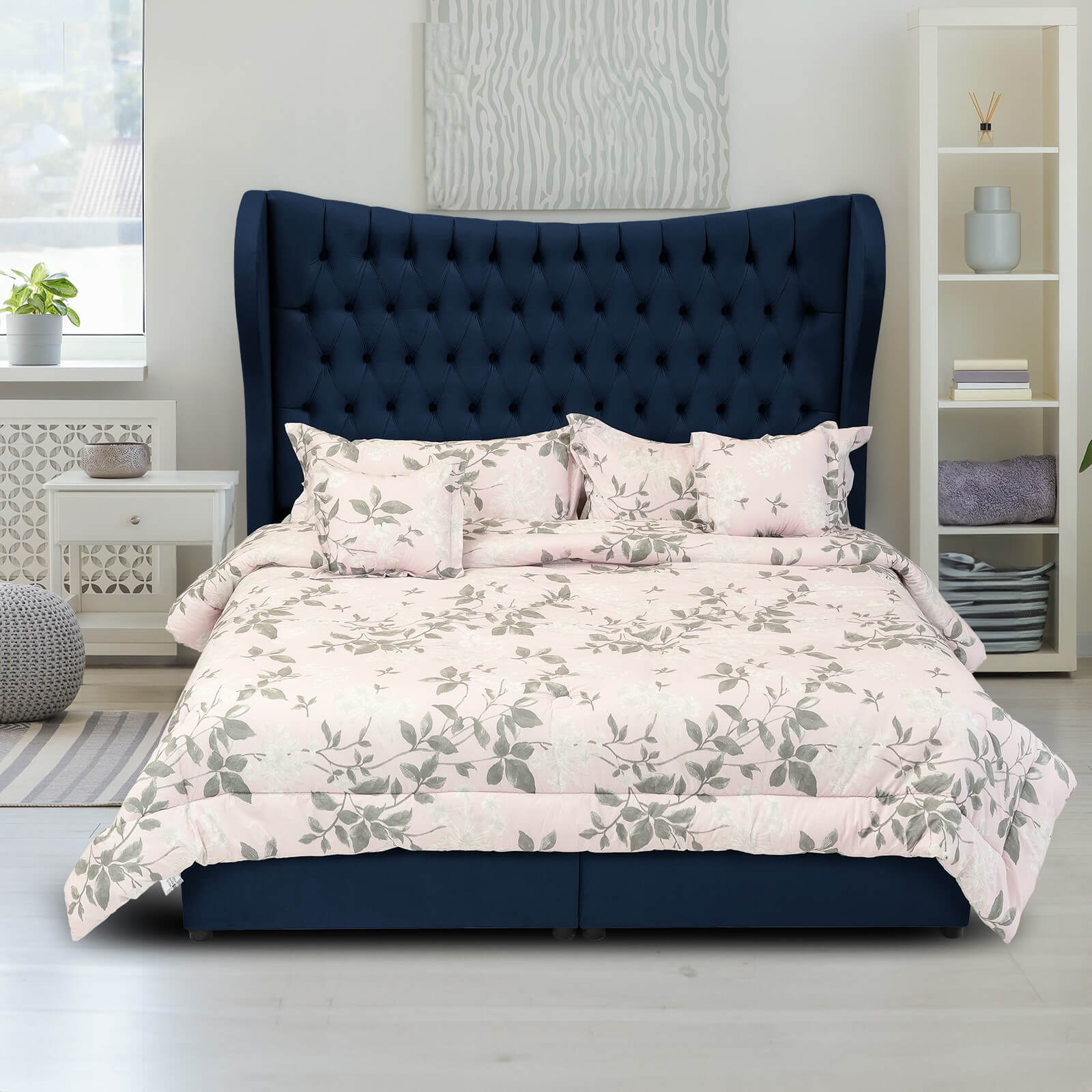 In House | Serin Bed Frame Velvet Dark Blue 200x140