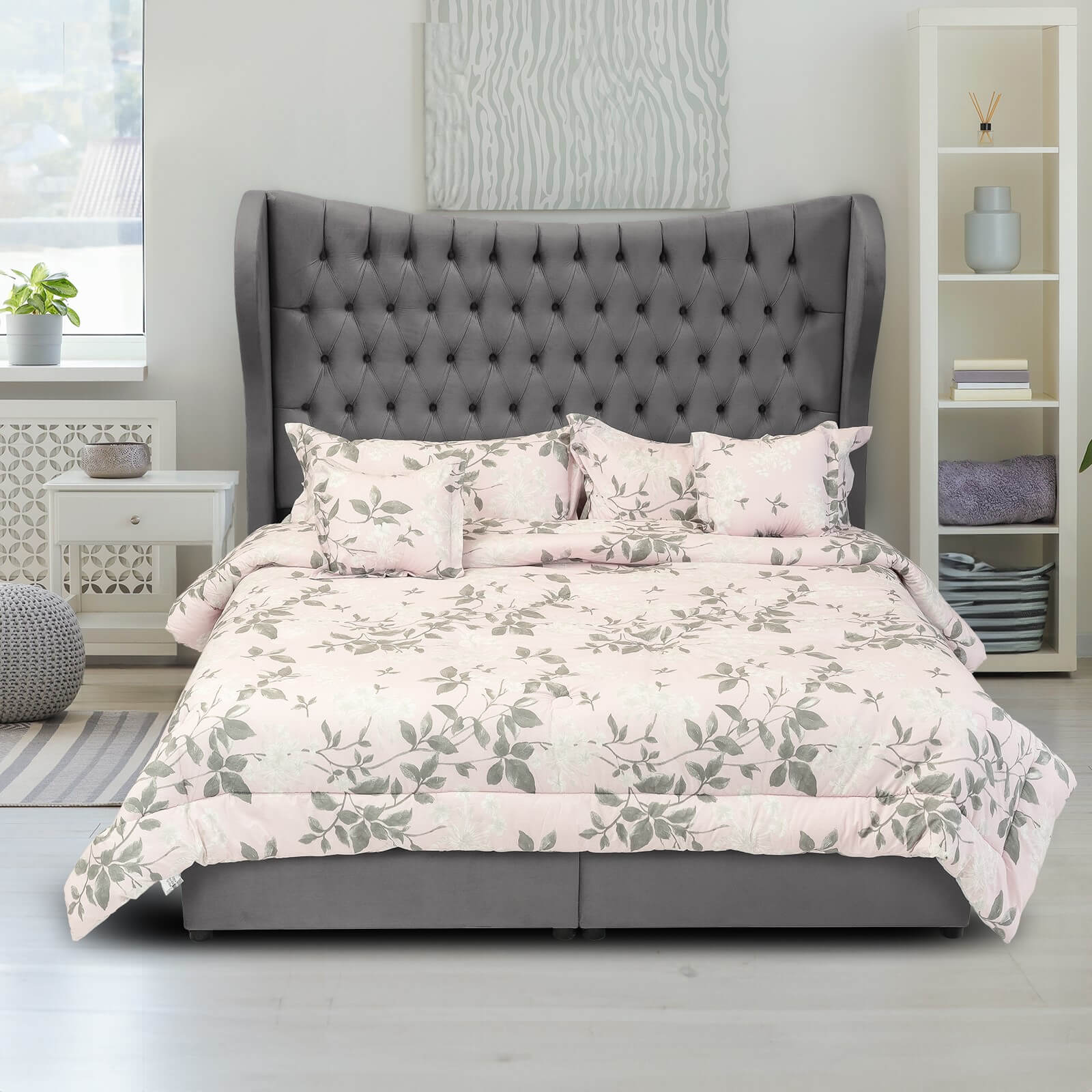In House | Serin Bed Frame Velvet Grey 200x90