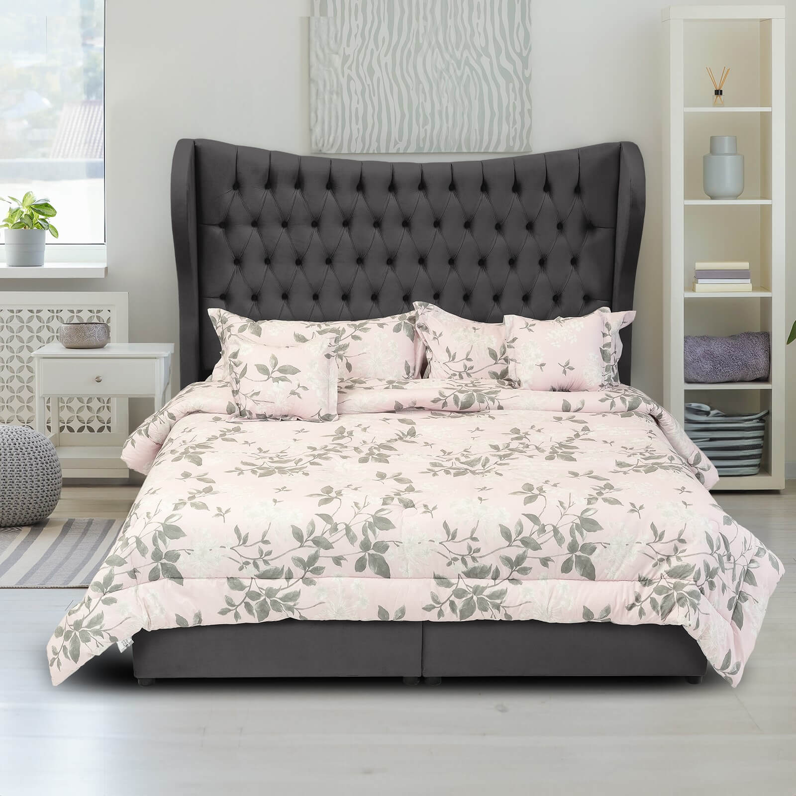 In House | Serin Bed Frame Velvet Dark Grey 200x90