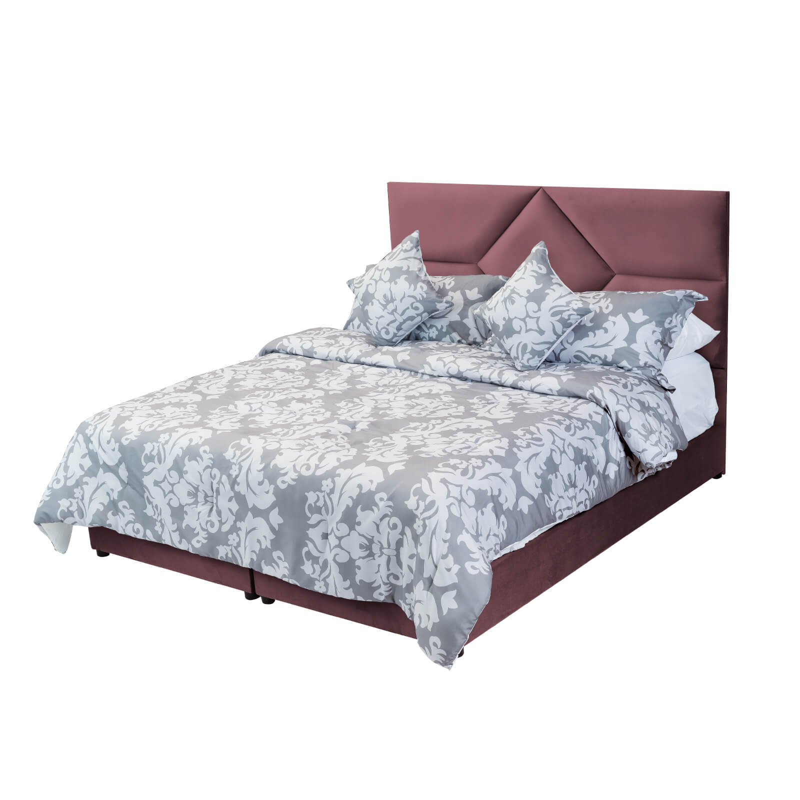 In House | Al Shahba Bed Frame Velvet Dark Pink 200x120