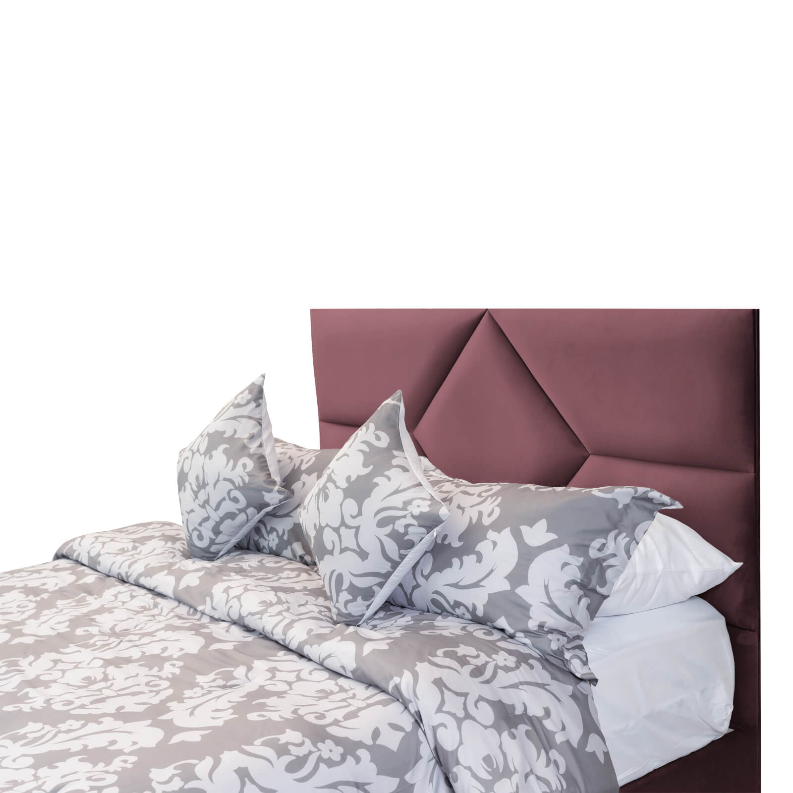 In House | Al Shahba Bed Frame Velvet Dark Pink 200x100