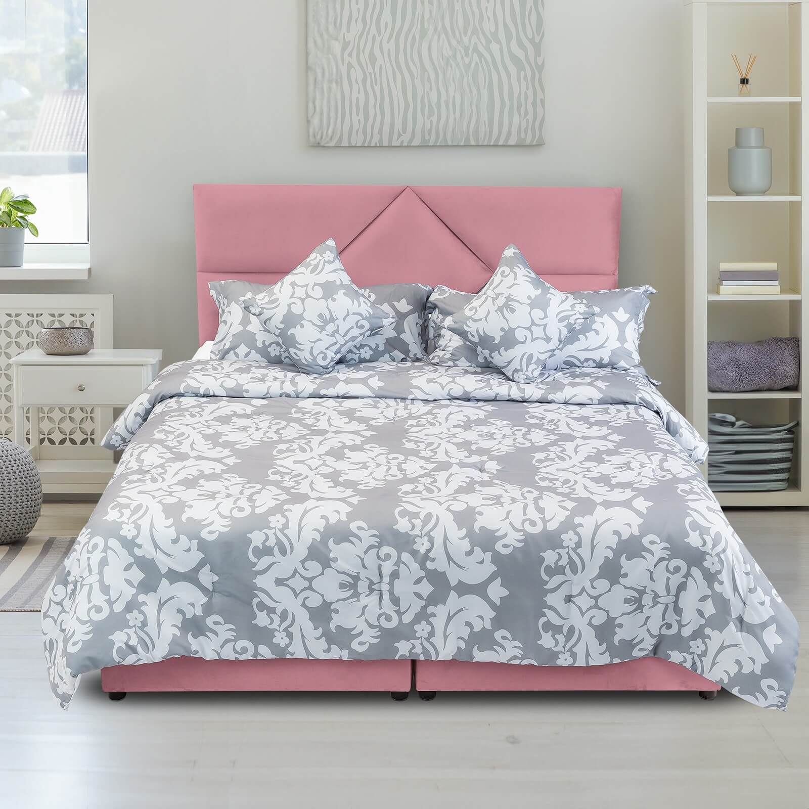 In House | Al Shahba Bed Frame Velvet Light Pink 200x100