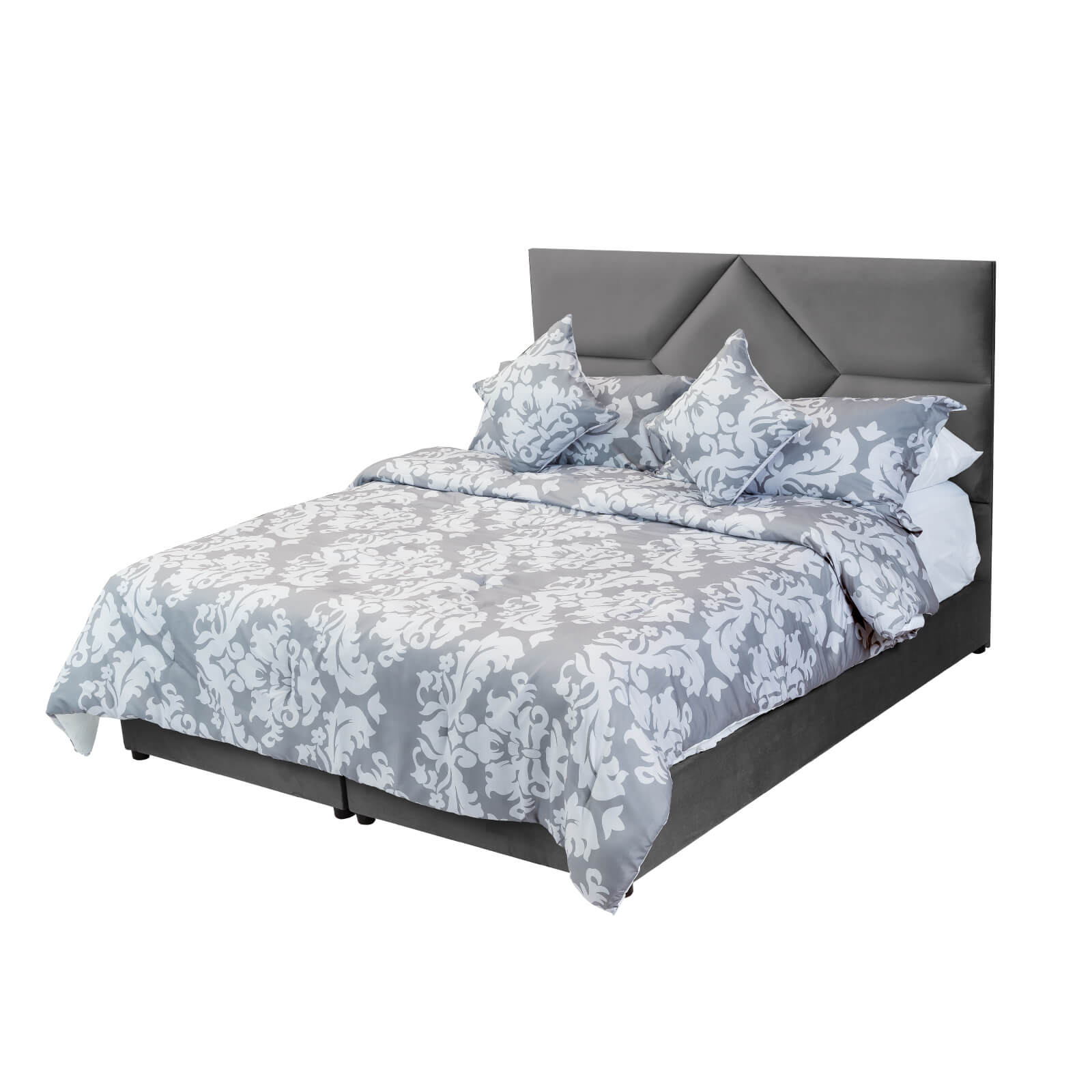 In House | Al Shahba Bed Frame Velvet Grey 200x100
