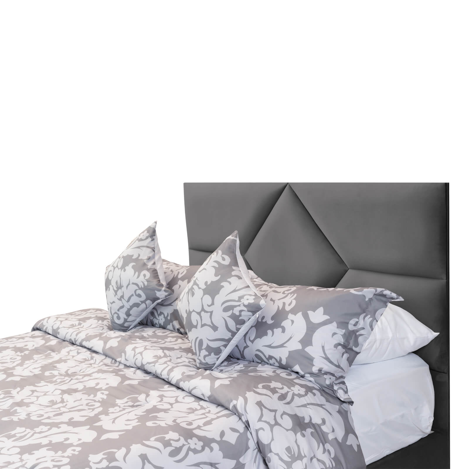 In House | Al Shahba Bed Frame Velvet Grey 200x100