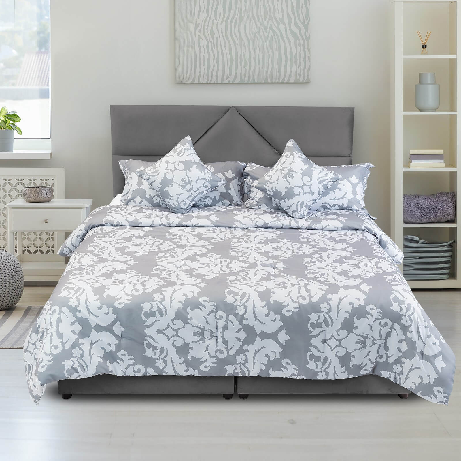 In House | Al Shahba Bed Frame Velvet Grey 200x100