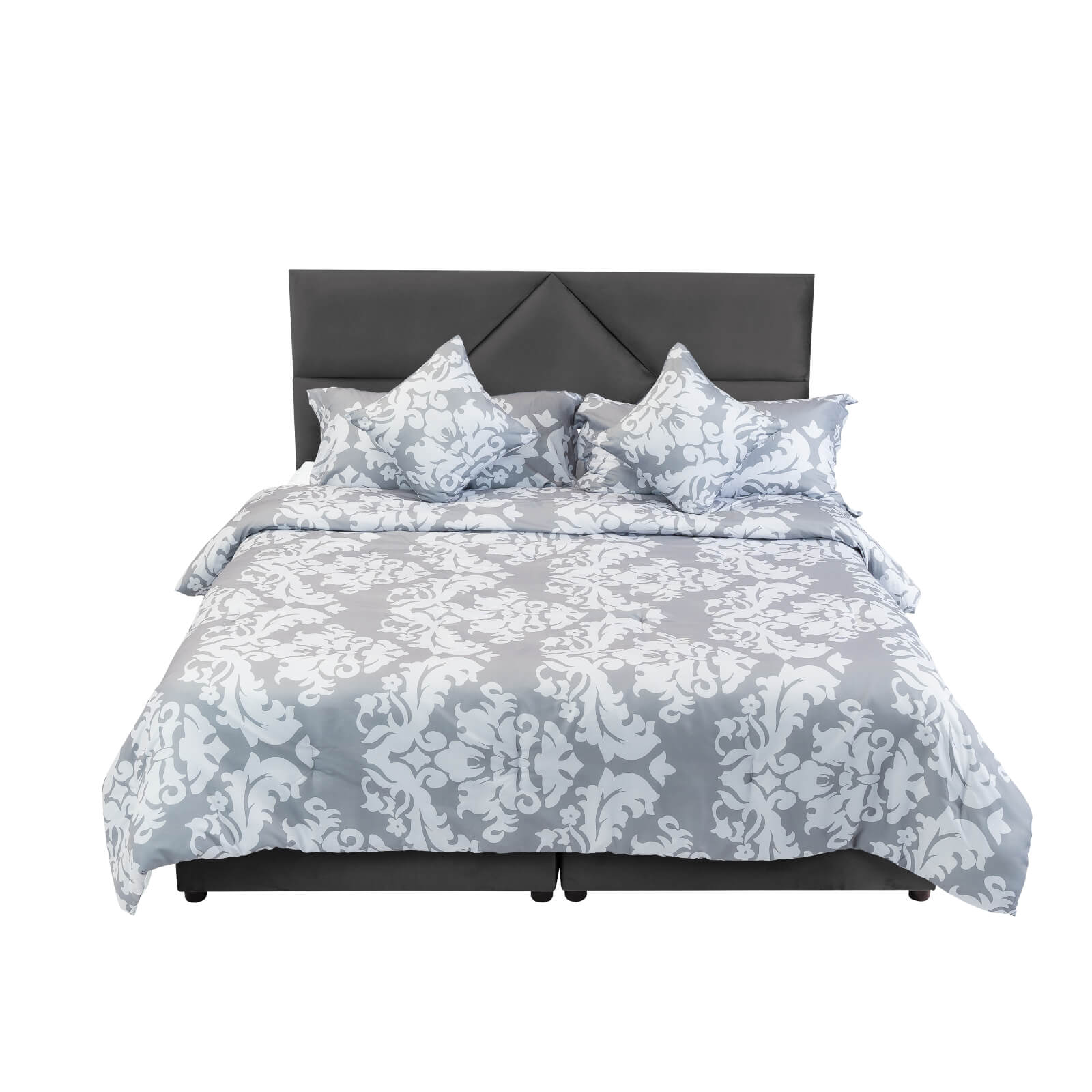 In House | Al Shahba Bed Frame Velvet Dark Grey 200x120