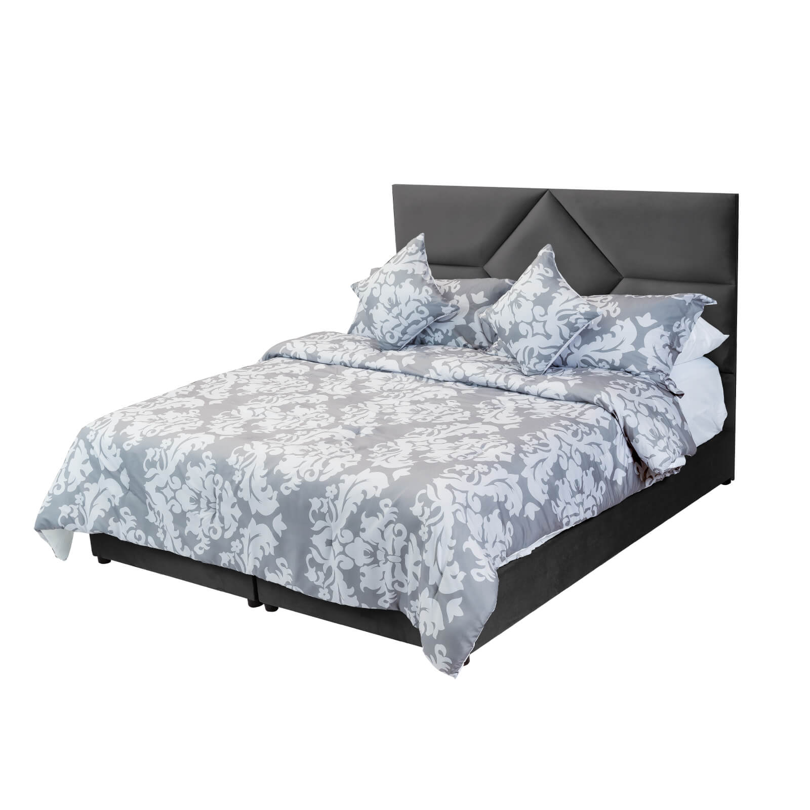 In House | Al Shahba Bed Frame Velvet Dark Grey 200x120