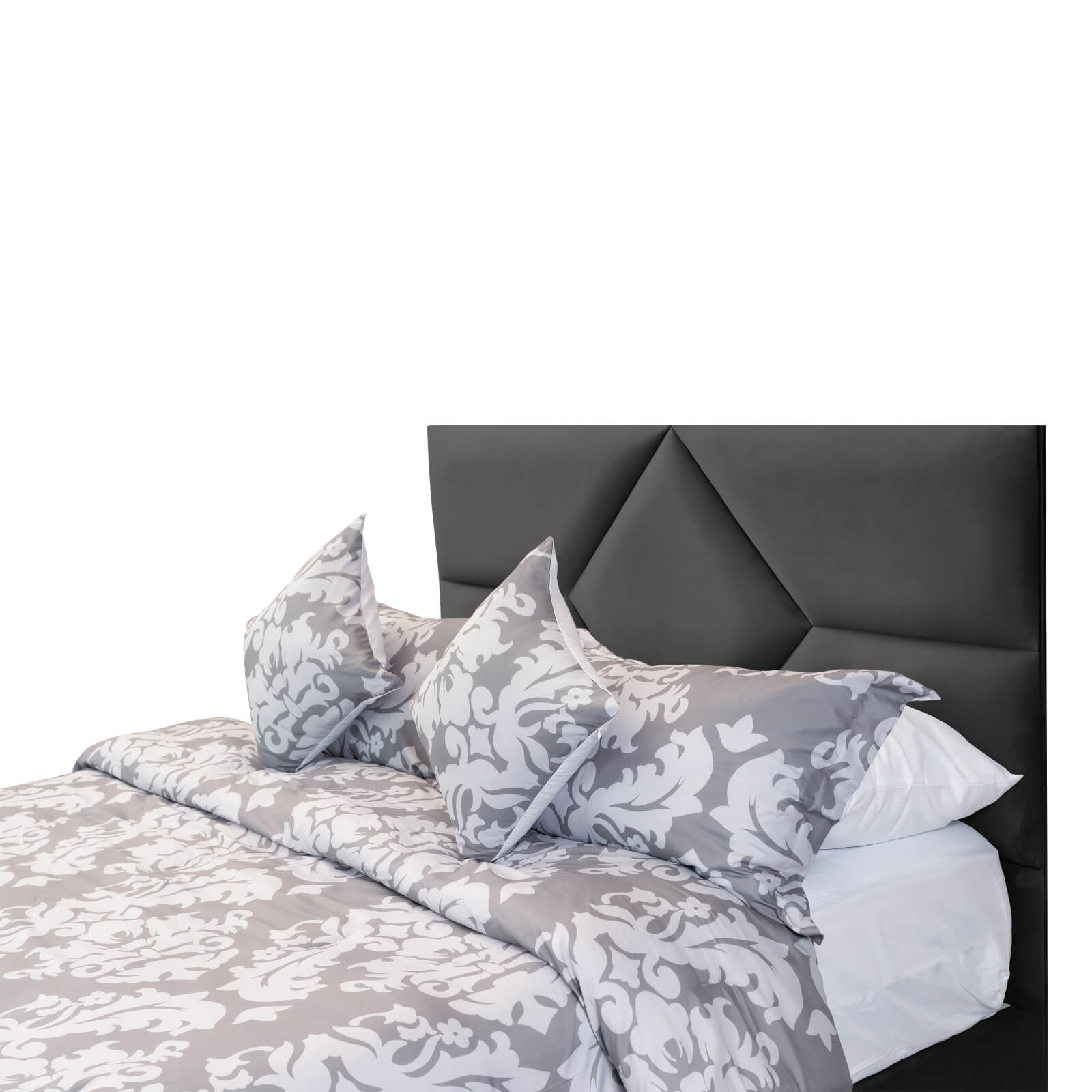 In House | Al Shahba Bed Frame Velvet Dark Grey 200x120