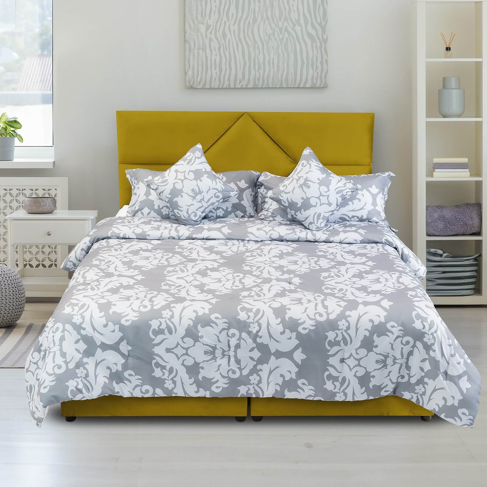 In House | Al Shahba Bed Frame Velvet Gold 200x120