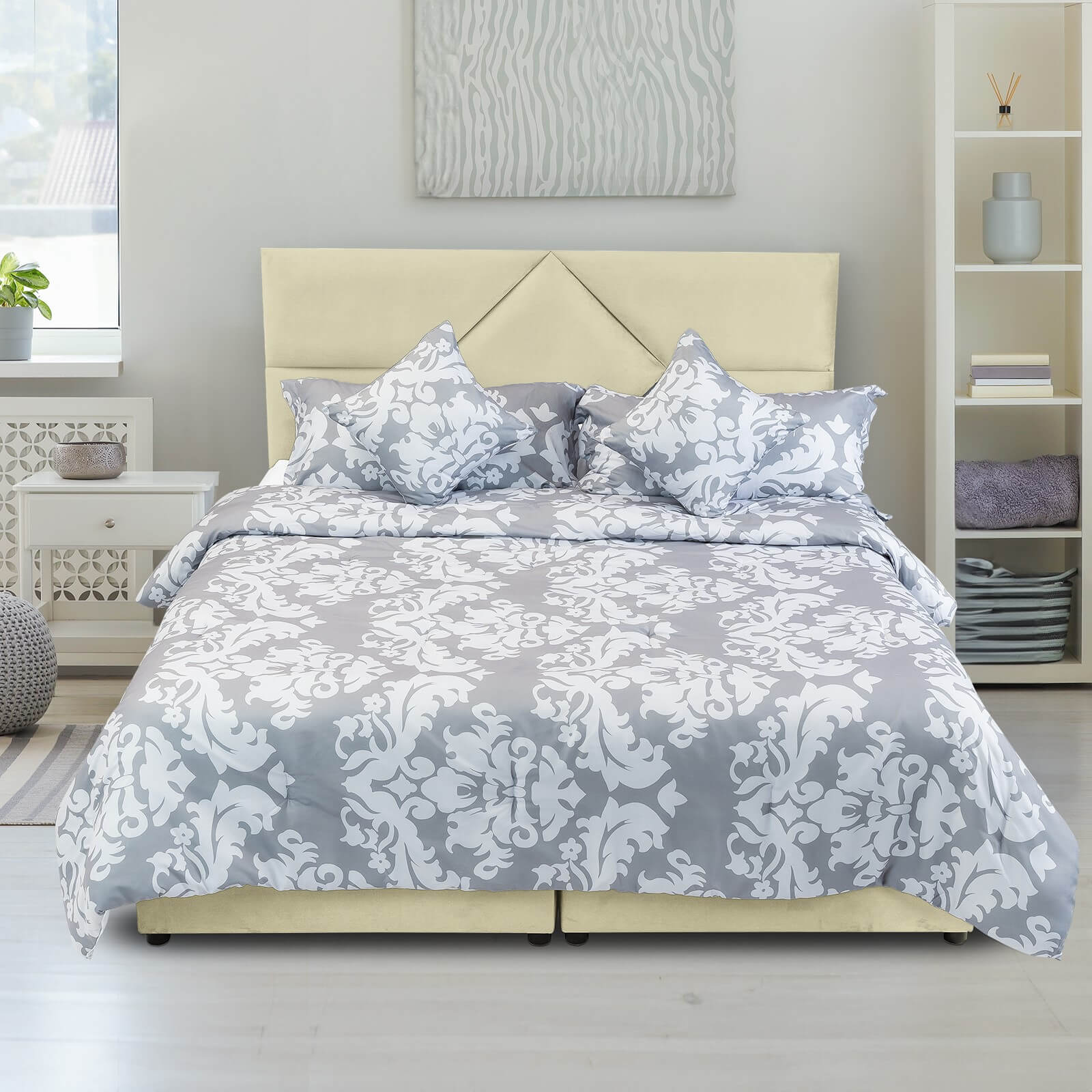 In House | Al Shahba Bed Frame Velvet Beige 200x140