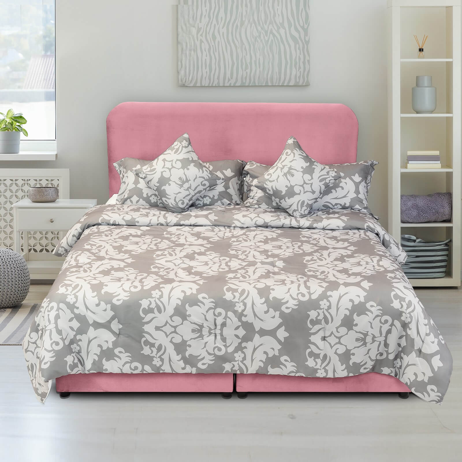 In House | Janawa Bed Frame Velvet Light Pink 200x100
