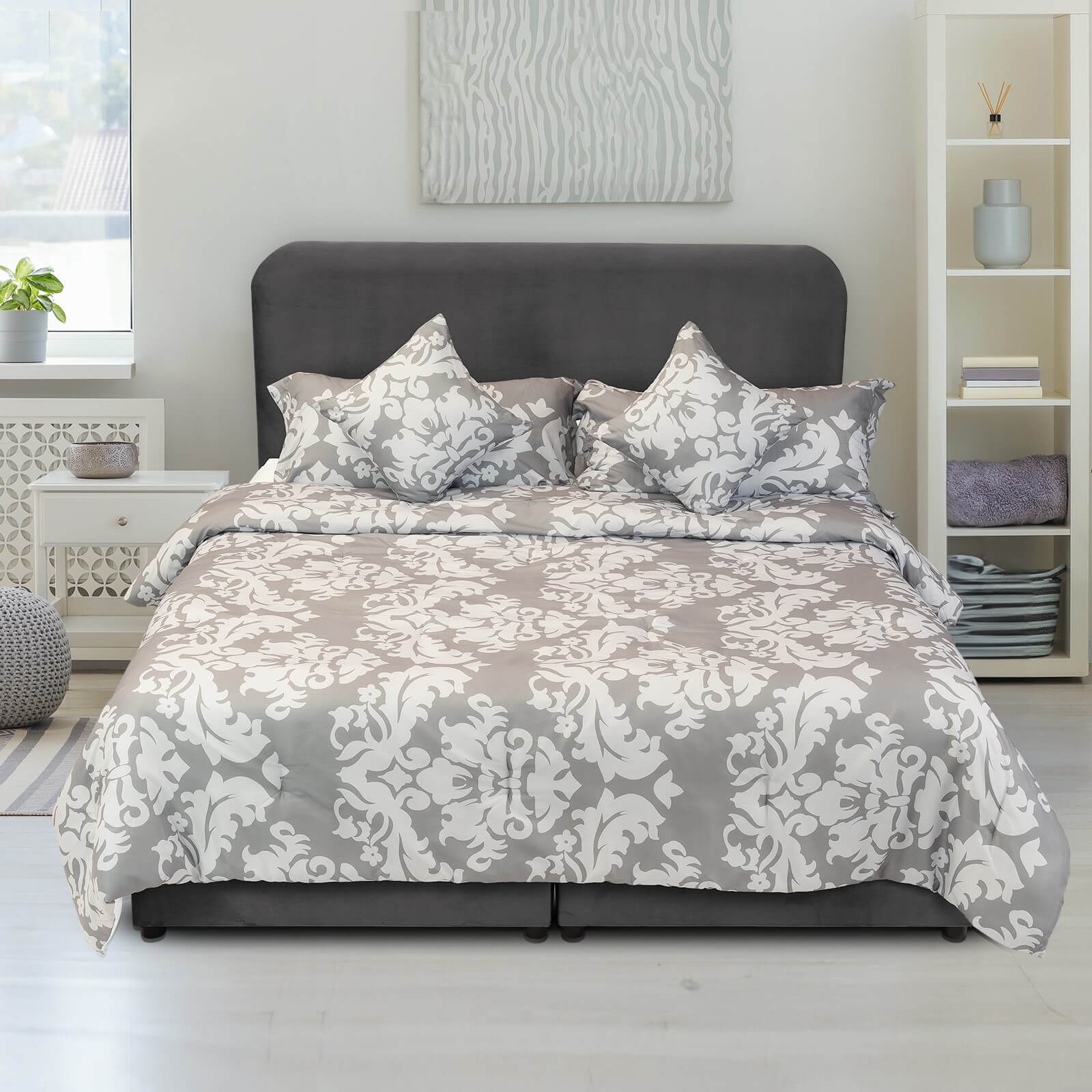 In House | Janawa Bed Frame Velvet Dark Grey 200x100