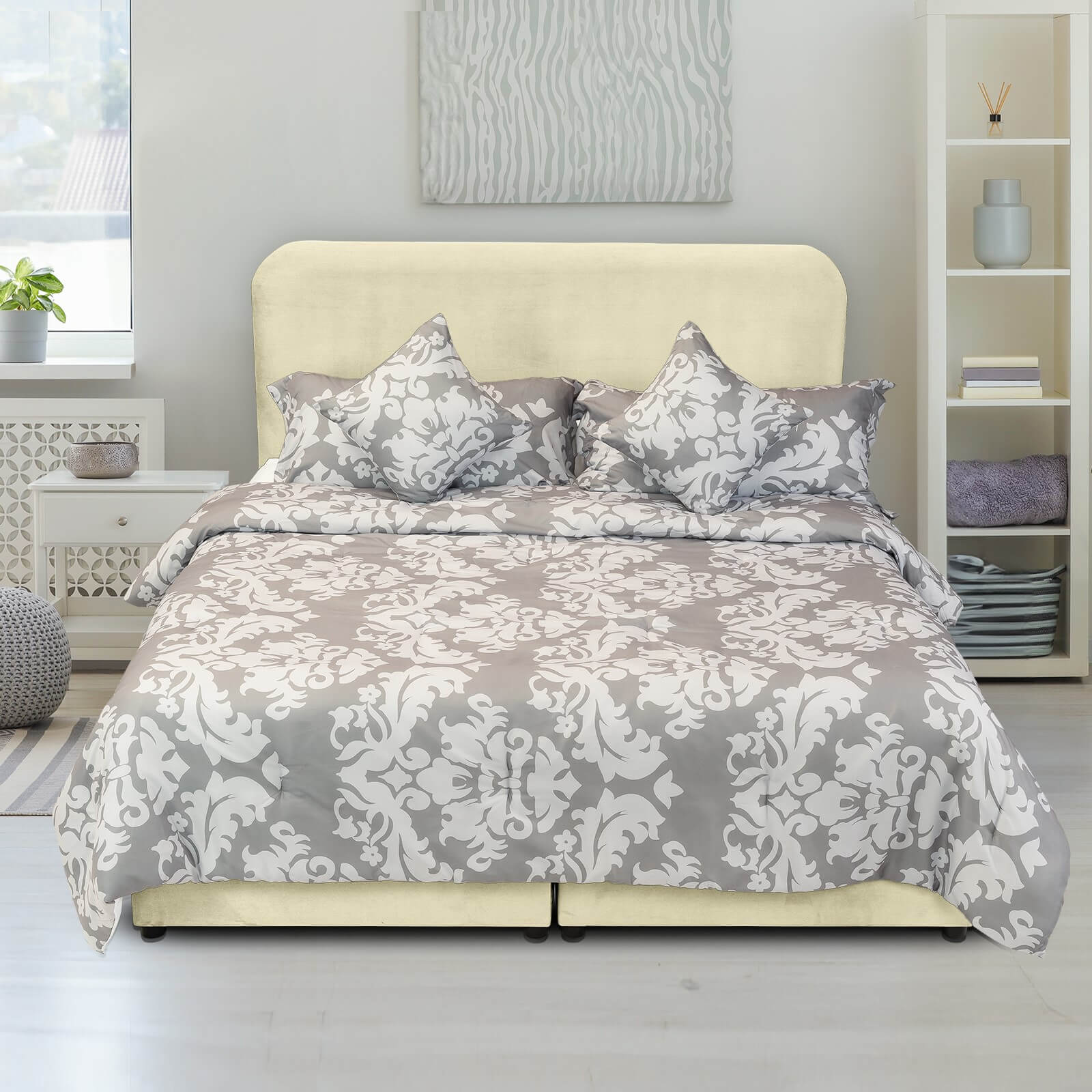 In House | Al Shahba Bed Frame Velvet Beige 200x150