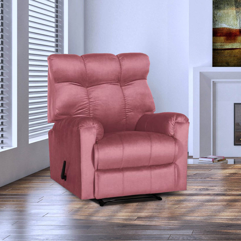 Velvet Rocking Recliner Chair - Dark Pink - AB011