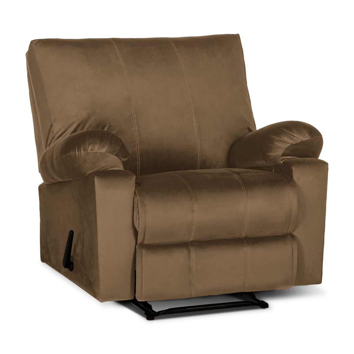 Velvet Rocking Recliner Chair - Light Brown - H1