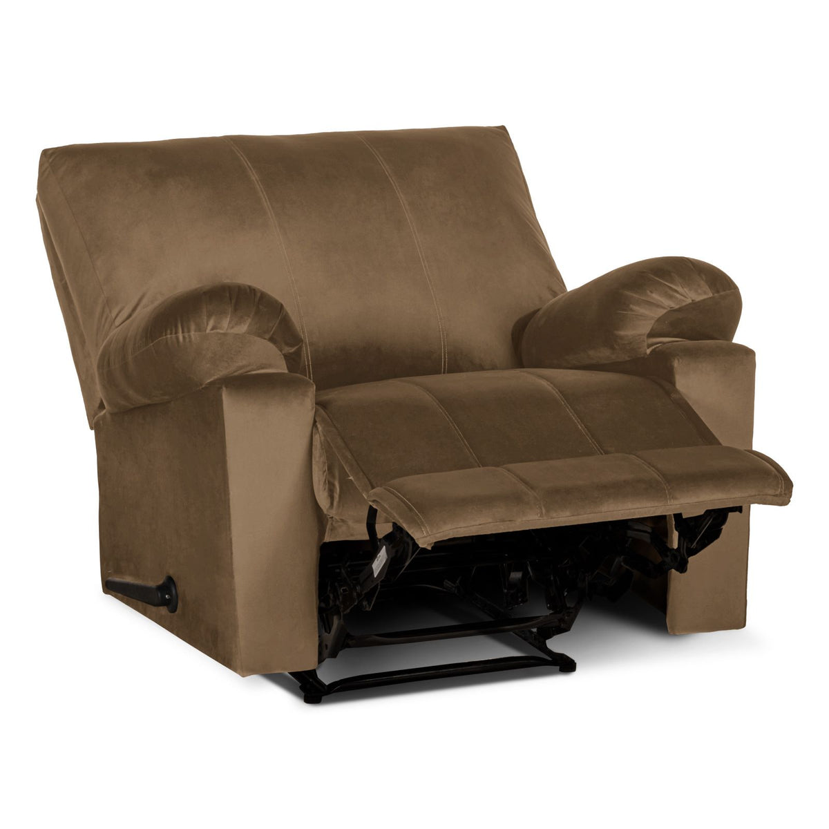 Velvet Rocking Recliner Chair - Light Brown - H1