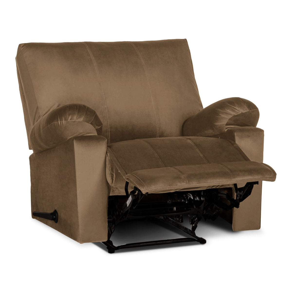 Velvet Rocking Recliner Chair - Light Brown - H1