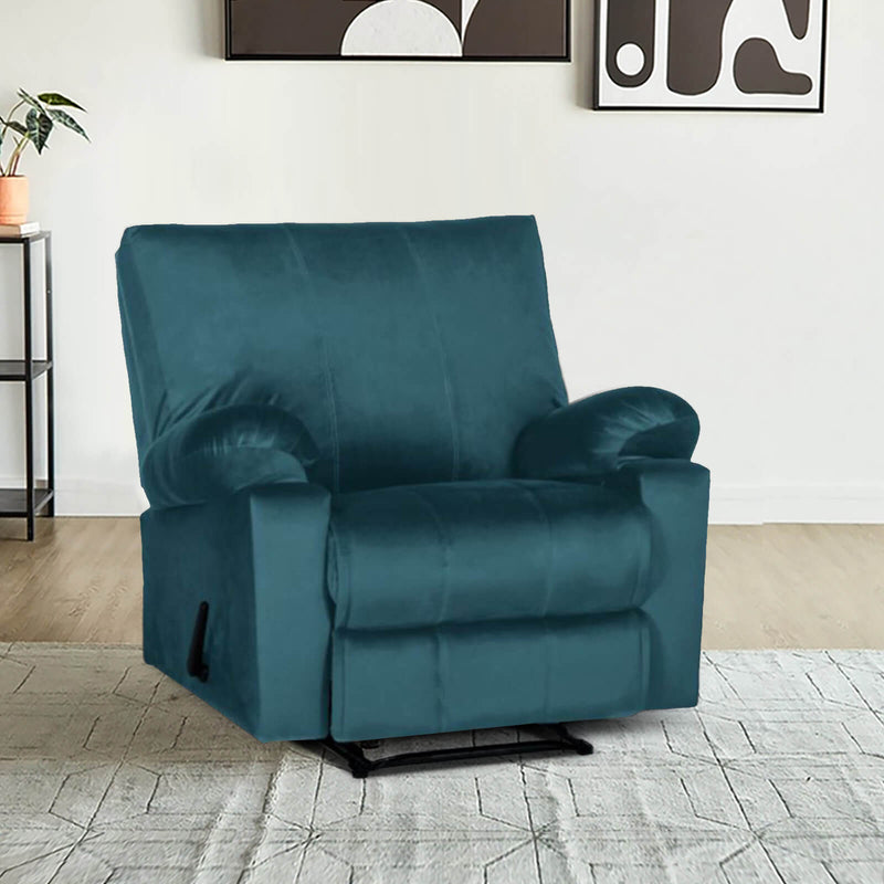 Velvet Rocking Recliner Chair - Dark Turquoise - H1