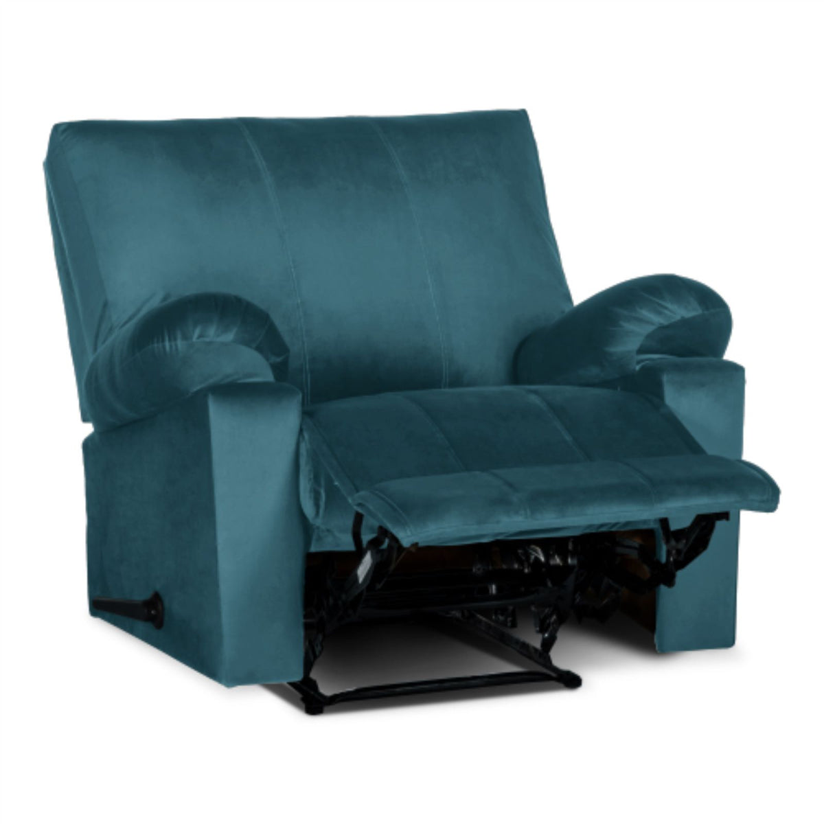 Velvet Rocking & Rotating Recliner Chair - Dark Turquoise - H1