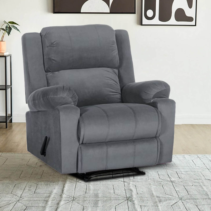 Velvet Classic Recliner Chair - Grey - AB02