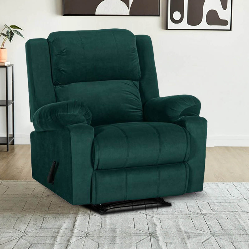 Velvet Classic Recliner Chair - Dark Green - AB02
