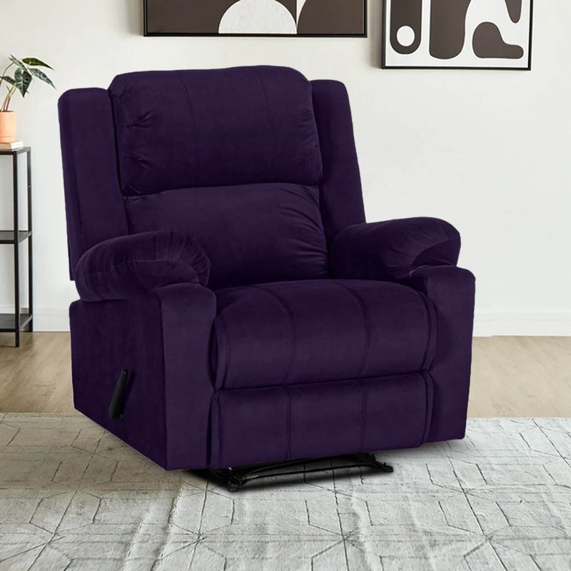 Velvet Classic Recliner Chair - Dark Purple - AB02