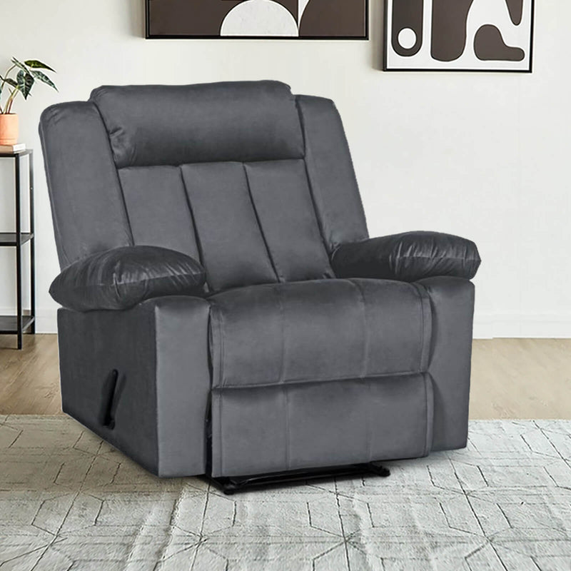 Velvet Rocking Recliner Chair - Grey - AB05