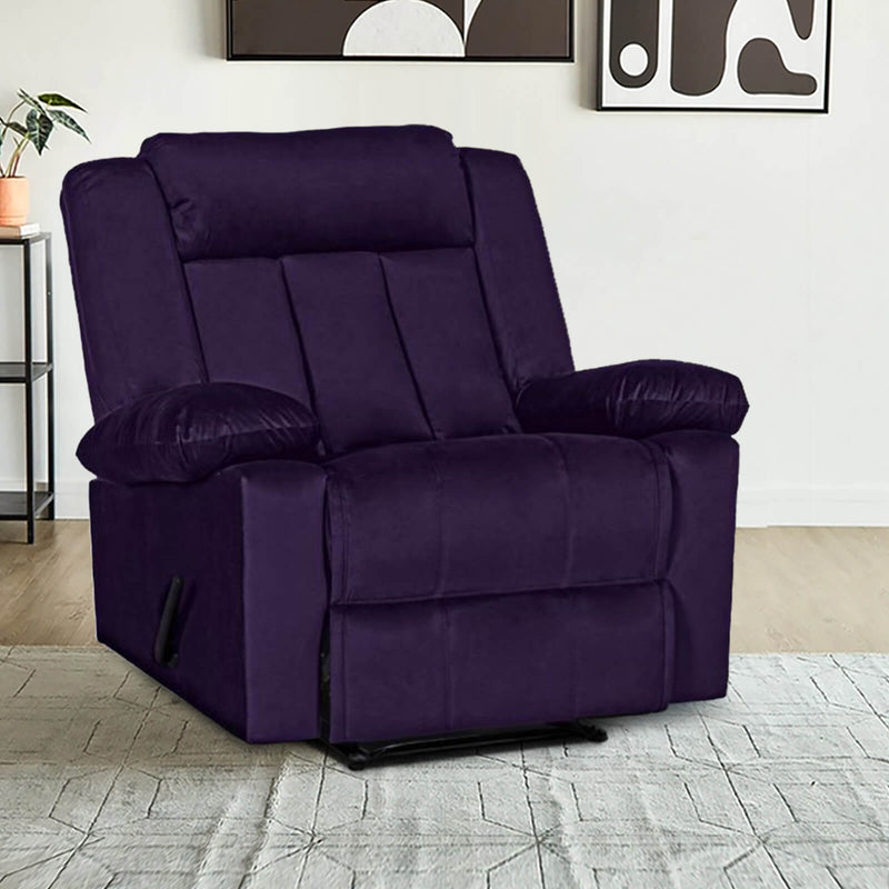 Velvet Rocking & Rotating Recliner Chair - Dark Purple - AB05