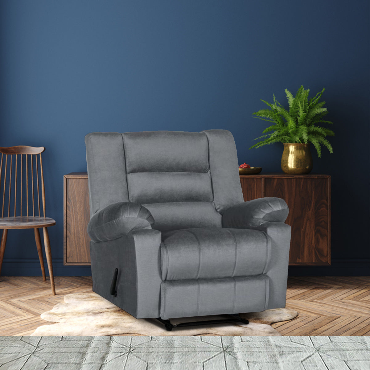 Velvet Upholstered Recliner Chair With Bed Mode From In House - Nice 02 Grey Classic