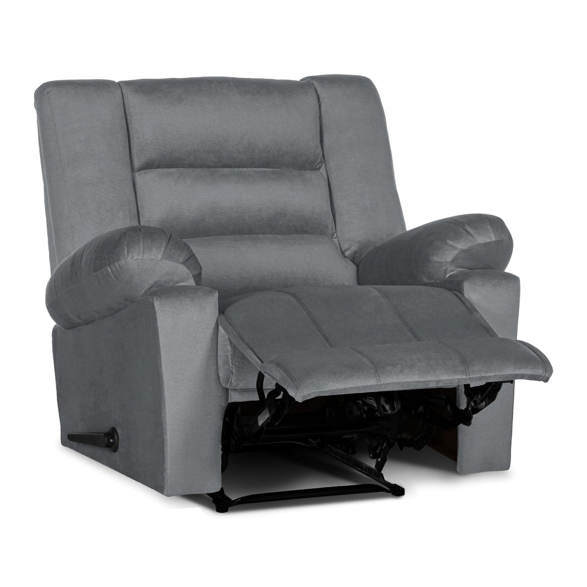 Velvet Upholstered Recliner Chair With Bed Mode From In House - Nice 02 Grey Rocking & Rotating