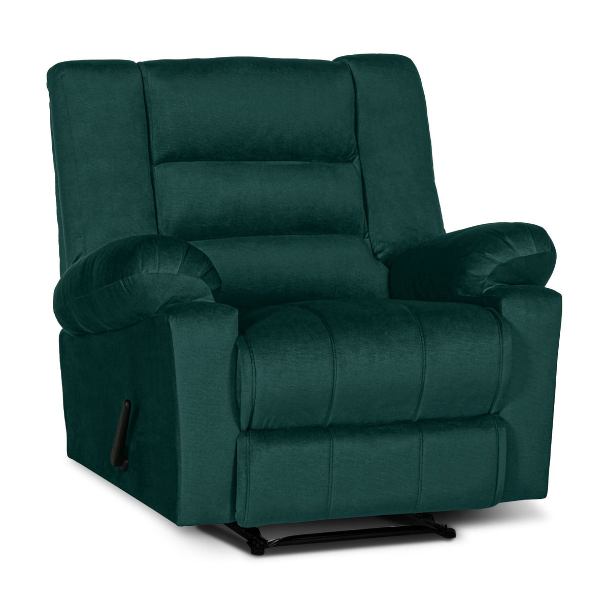 Velvet Upholstered Recliner Chair With Bed Mode From In House - Nice 02 Dark Green Rocking