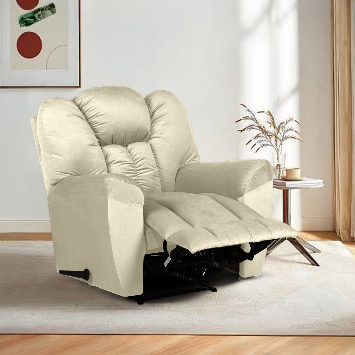 Velvet Recliner Chair - Penhaligon's Light Beige Rocking