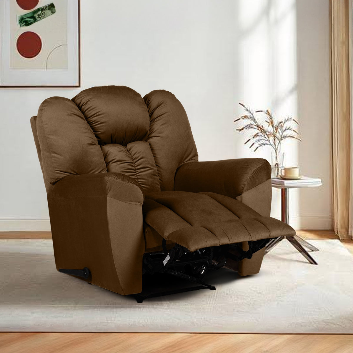 Velvet Recliner Chair - Penhaligon's Brown Rocking & Rotating