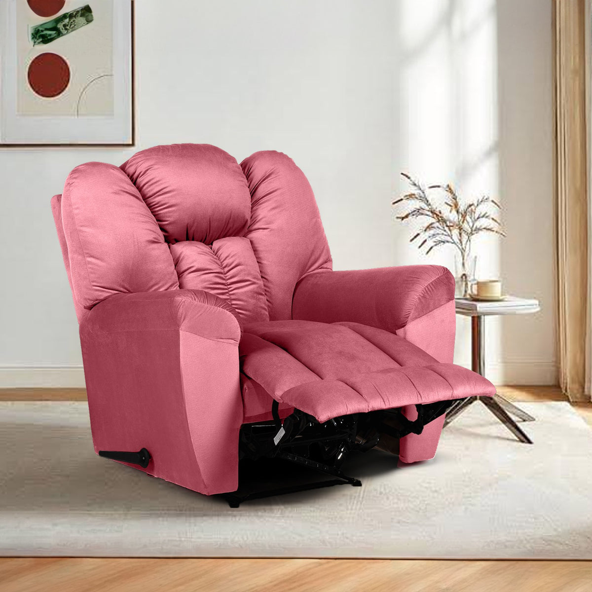 Velvet Recliner Chair - Penhaligon's Dark Pink Rocking & Rotating